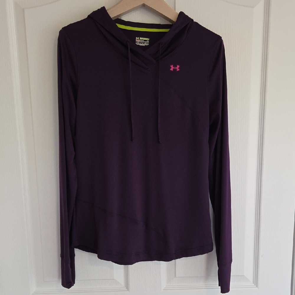 Under Armour Women's Dark Purple Hoodie with Pink Logo
